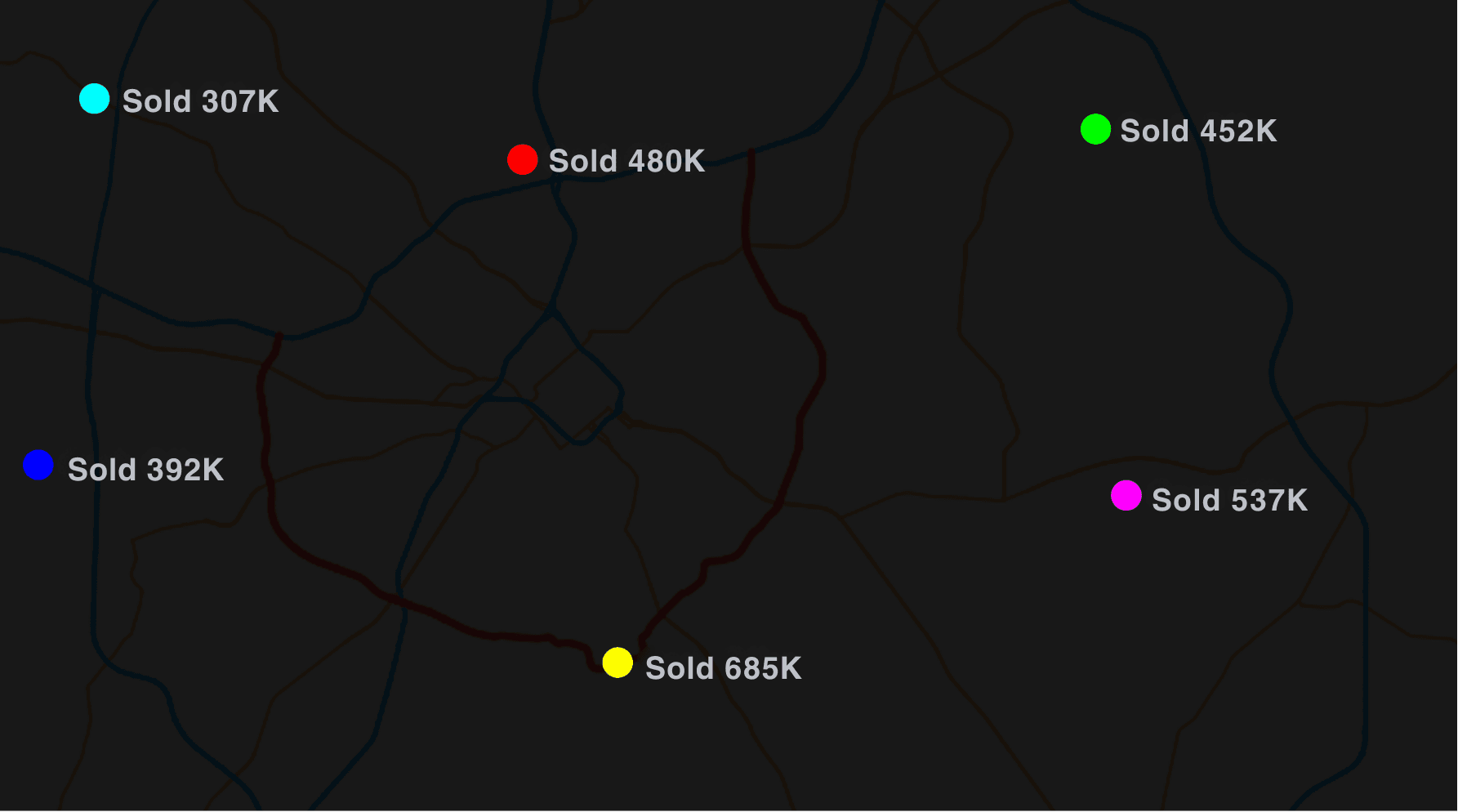 Map showing cash offers