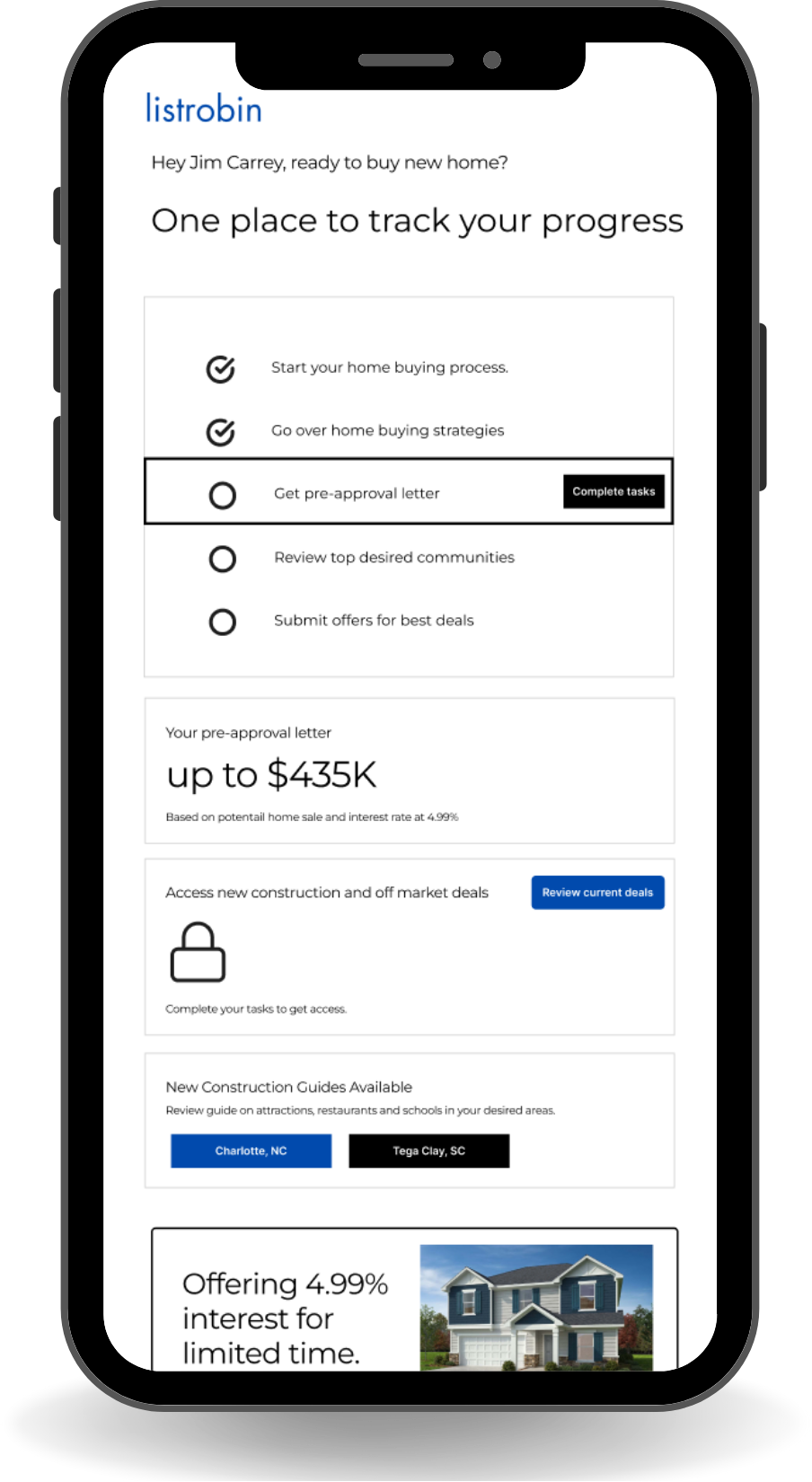 Buyer pre-approval steps on a phone